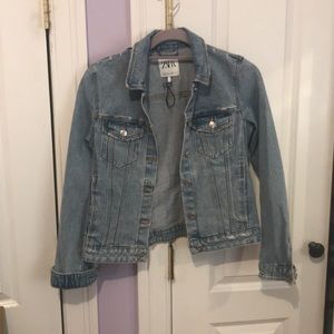 ZARA distressed light denim jacket